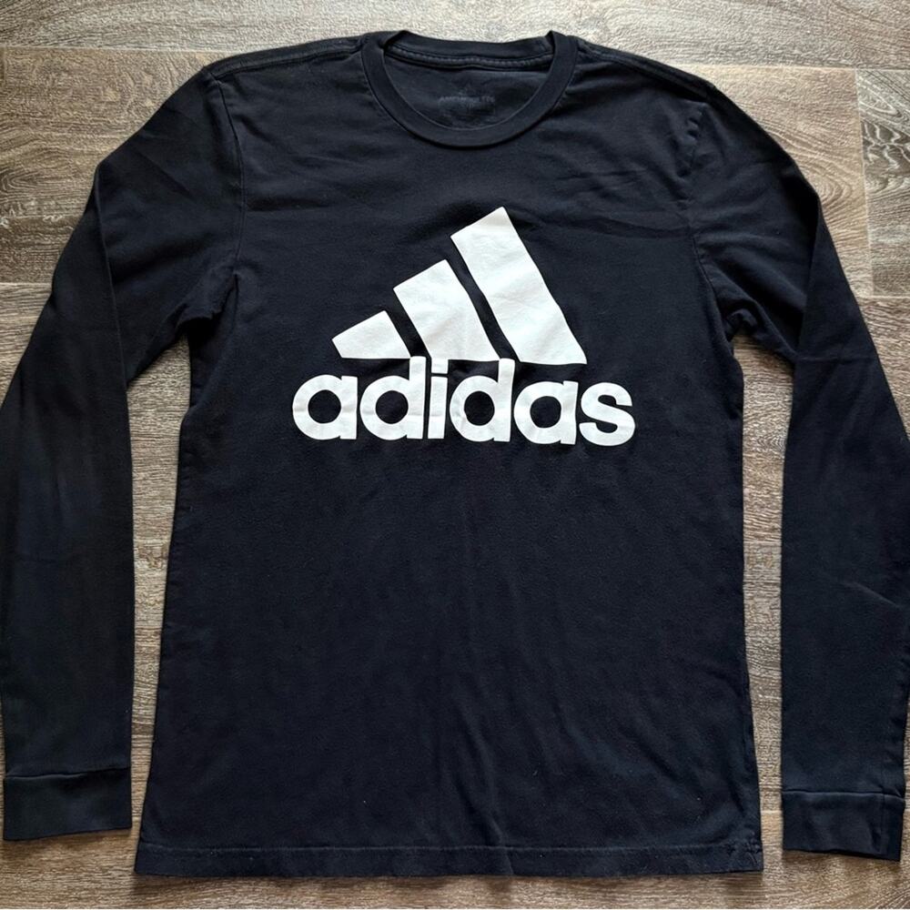Men’s Adidas Black Amplifier Tee White Logo Size Small